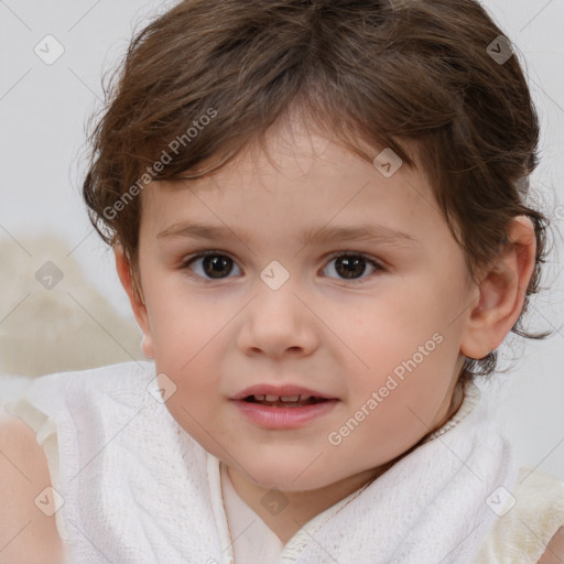 Neutral white child female with short  brown hair and brown eyes