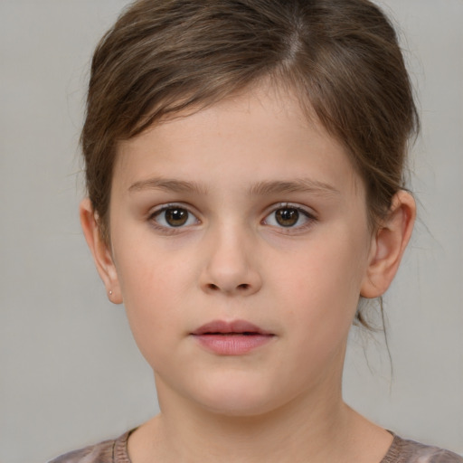 Neutral white child female with medium  brown hair and brown eyes