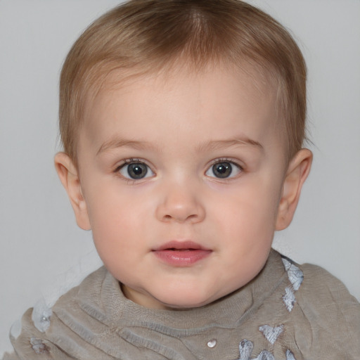 Neutral white child female with short  brown hair and brown eyes