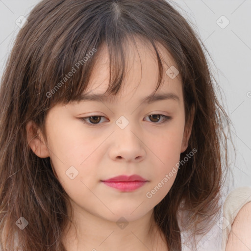 Neutral white child female with medium  brown hair and brown eyes