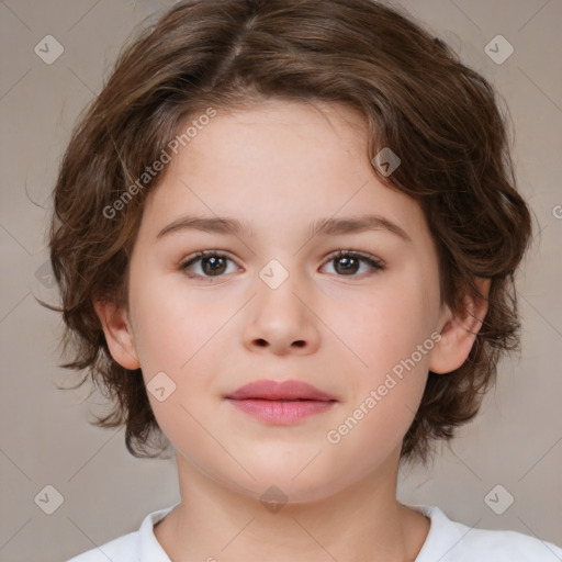 Neutral white child female with medium  brown hair and brown eyes