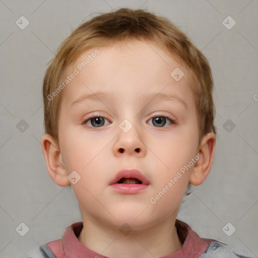 Neutral white child female with short  brown hair and brown eyes