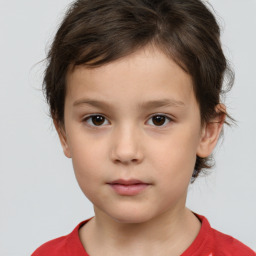 Neutral white child female with short  brown hair and brown eyes