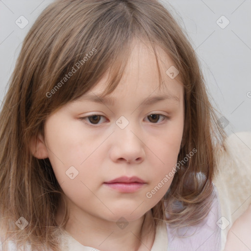 Neutral white child female with medium  brown hair and brown eyes