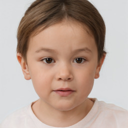 Neutral white child female with short  brown hair and brown eyes