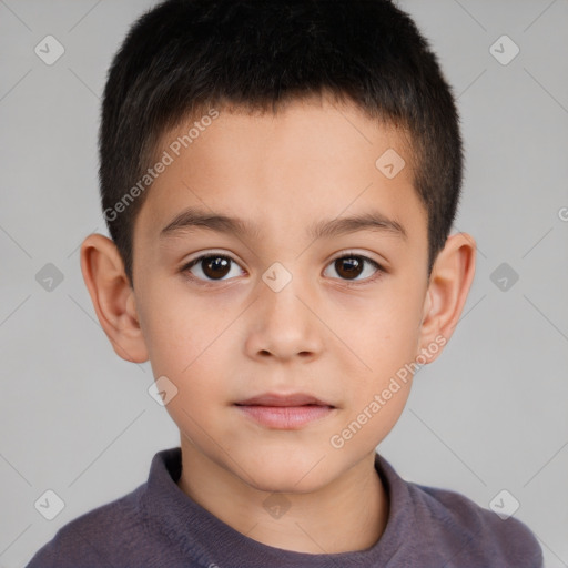 Neutral white child male with short  brown hair and brown eyes