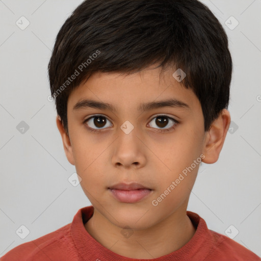 Neutral white child male with short  brown hair and brown eyes