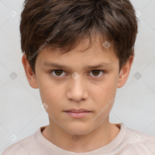 Neutral white child male with short  brown hair and brown eyes