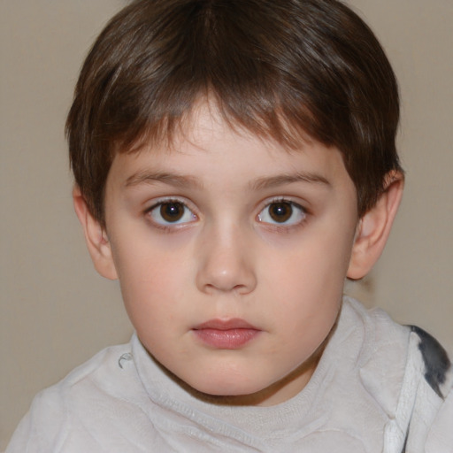 Neutral white child female with short  brown hair and brown eyes