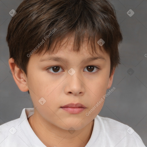 Neutral white child male with short  brown hair and brown eyes