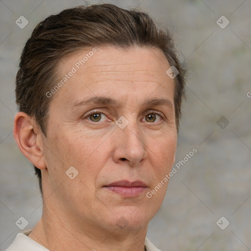 Neutral white adult male with short  brown hair and brown eyes