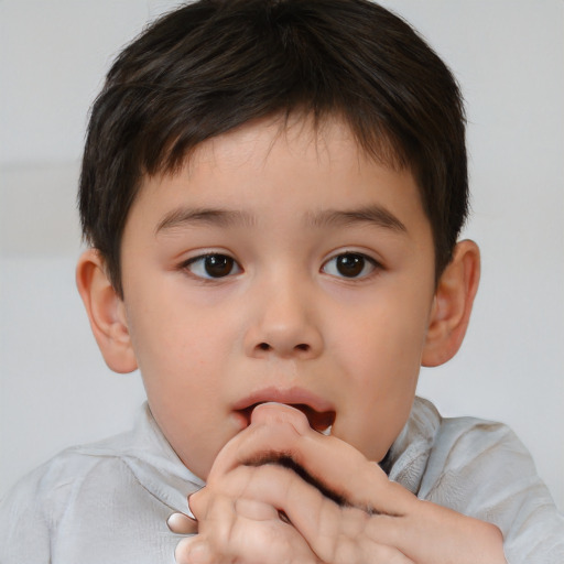 Neutral white child male with short  brown hair and brown eyes