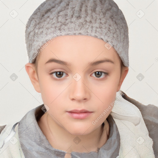 Neutral white child female with short  brown hair and brown eyes