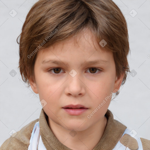 Neutral white child female with short  brown hair and brown eyes