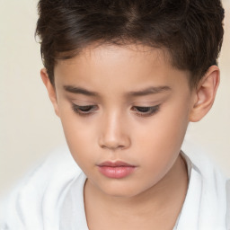 Neutral white child female with short  brown hair and brown eyes