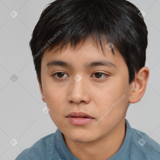 Neutral asian young-adult male with short  brown hair and brown eyes
