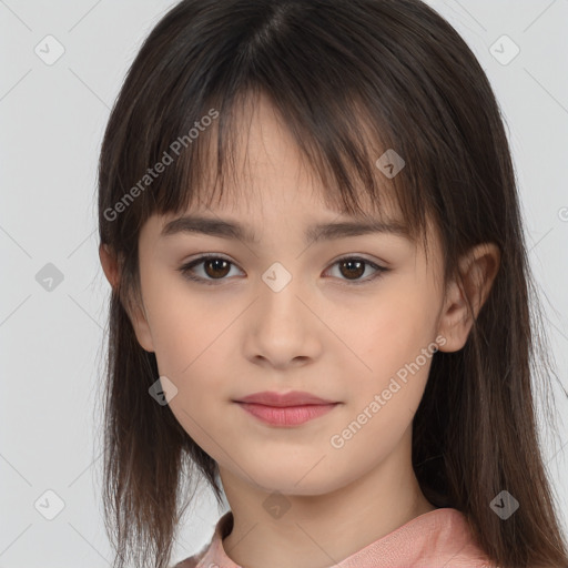 Neutral white child female with medium  brown hair and brown eyes