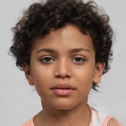 Neutral white child female with short  brown hair and brown eyes