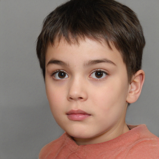 Neutral white child male with short  brown hair and brown eyes