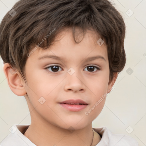 Neutral white child male with short  brown hair and brown eyes