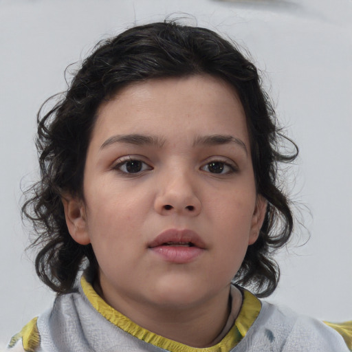 Neutral asian child female with medium  brown hair and brown eyes