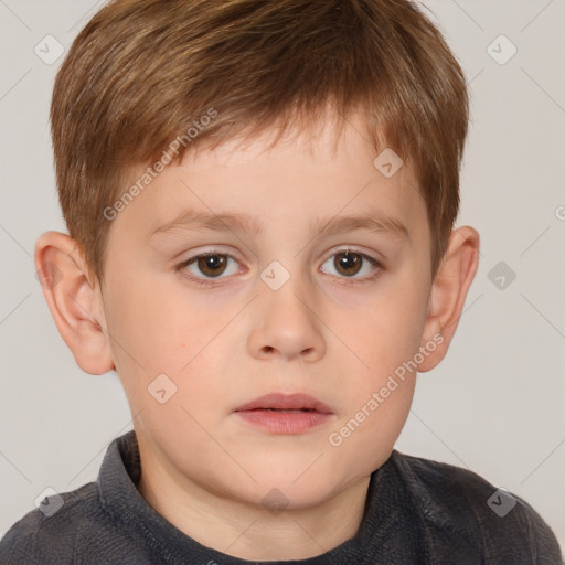 Neutral white child male with short  brown hair and brown eyes