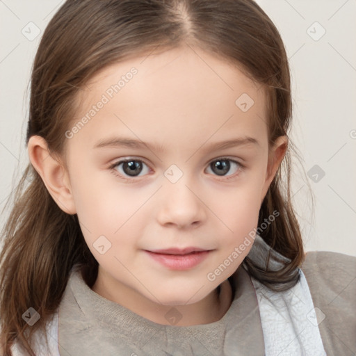 Neutral white child female with medium  brown hair and brown eyes