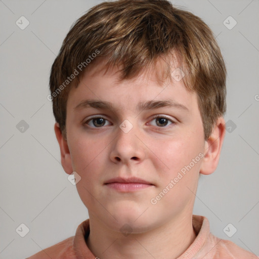 Neutral white child male with short  brown hair and brown eyes