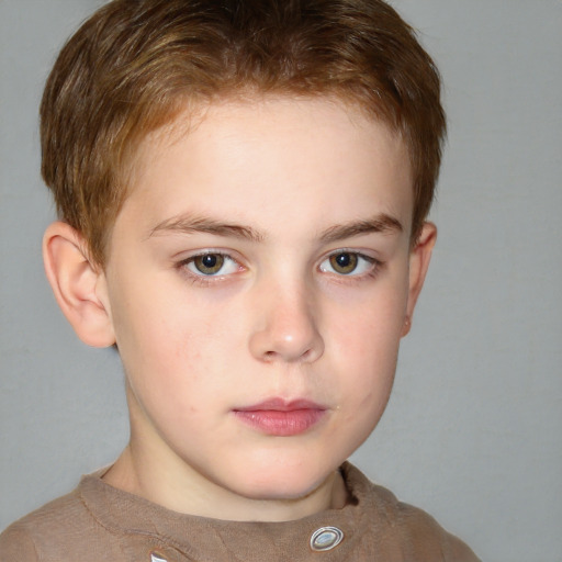 Neutral white child male with short  brown hair and grey eyes