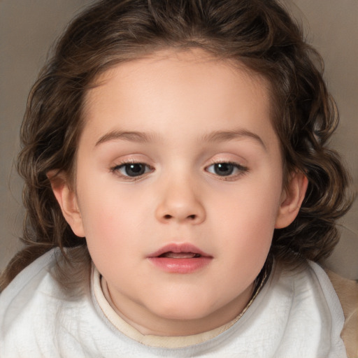 Neutral white child female with medium  brown hair and brown eyes