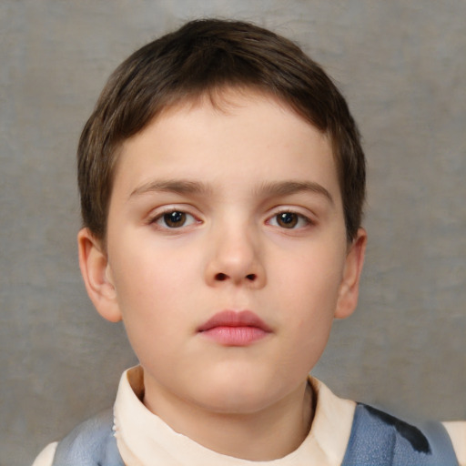 Neutral white child male with short  brown hair and brown eyes