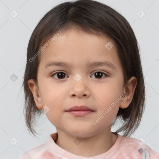 Neutral white child female with medium  brown hair and brown eyes