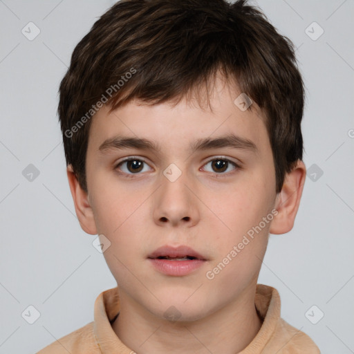 Neutral white child male with short  brown hair and brown eyes