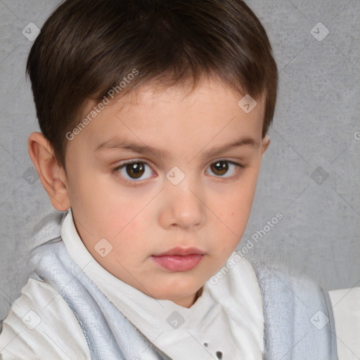 Neutral white child male with short  brown hair and brown eyes