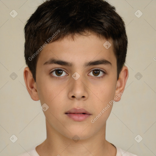 Neutral white child male with short  brown hair and brown eyes