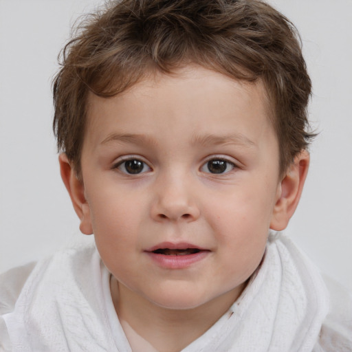 Neutral white child male with short  brown hair and brown eyes