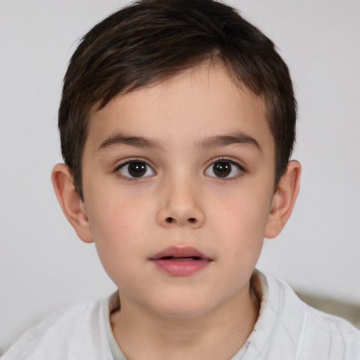 Neutral white child male with short  brown hair and brown eyes