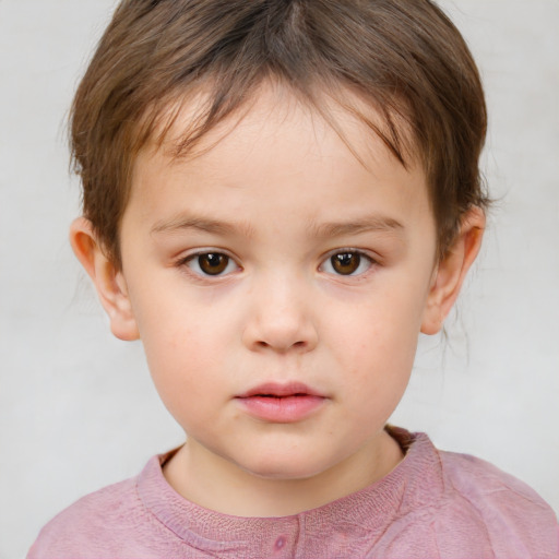 Neutral white child female with short  brown hair and brown eyes