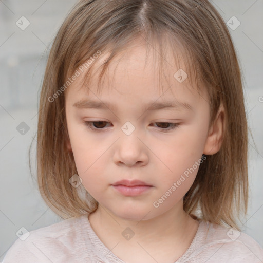 Neutral white child female with medium  brown hair and brown eyes