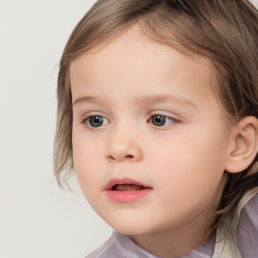 Neutral white child female with medium  brown hair and brown eyes