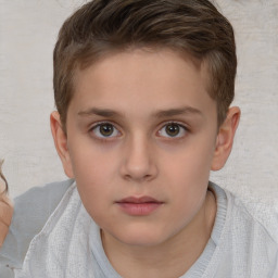 Neutral white child male with short  brown hair and brown eyes