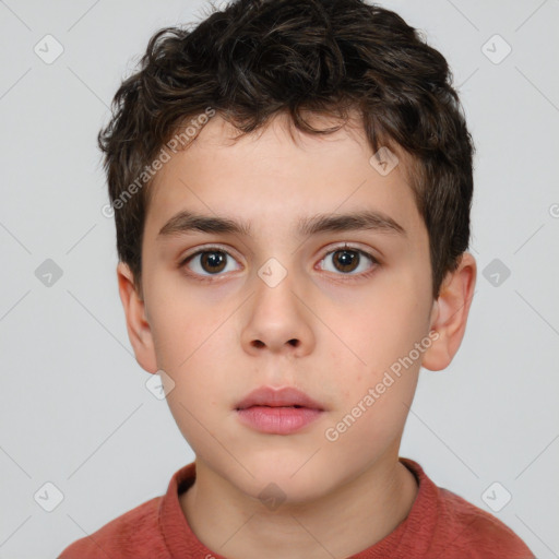 Neutral white child male with short  brown hair and brown eyes