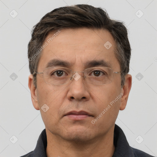 Neutral white adult male with short  brown hair and brown eyes