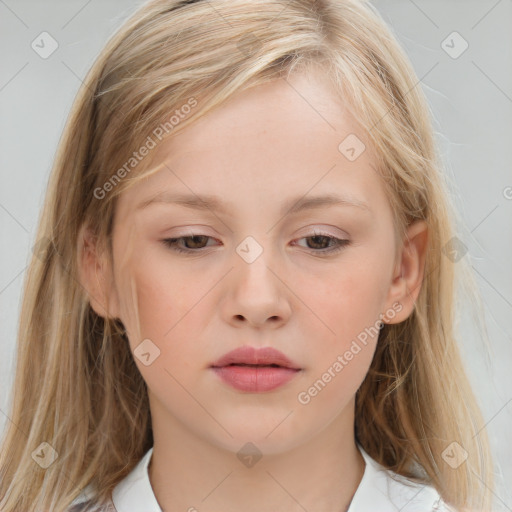 Neutral white child female with medium  brown hair and brown eyes