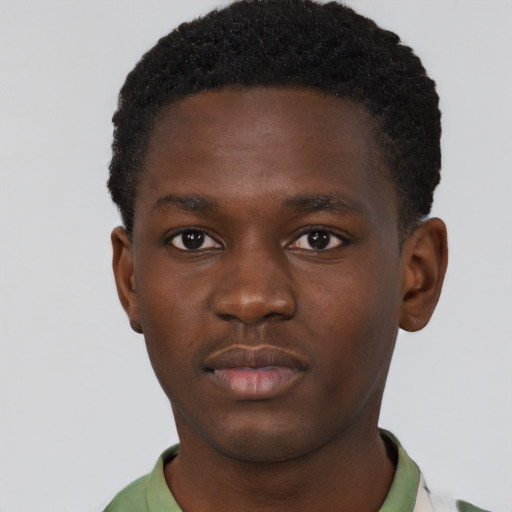 Neutral black young-adult male with short  brown hair and brown eyes