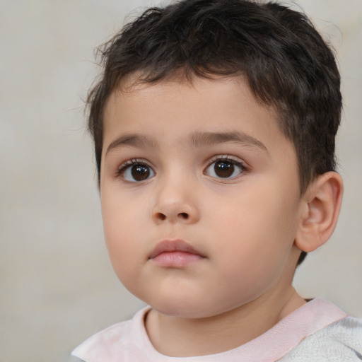 Neutral white child male with short  brown hair and brown eyes