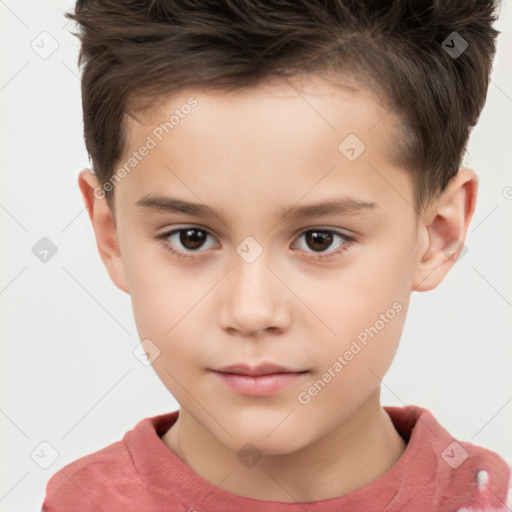 Neutral white child male with short  brown hair and brown eyes