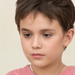 Neutral white child female with short  brown hair and brown eyes