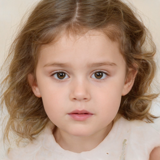 Neutral white child female with medium  brown hair and brown eyes