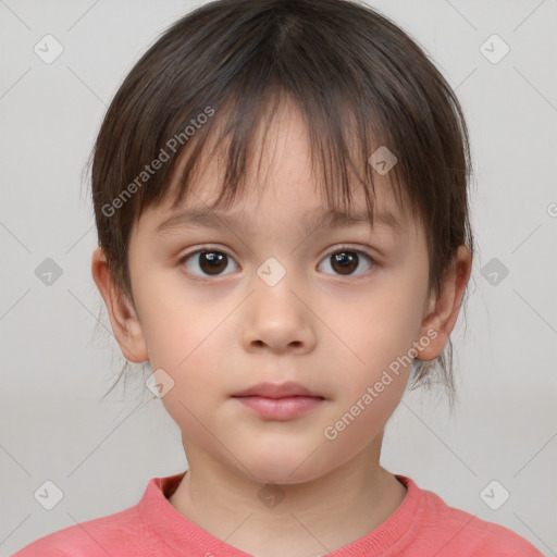 Neutral white child female with medium  brown hair and brown eyes